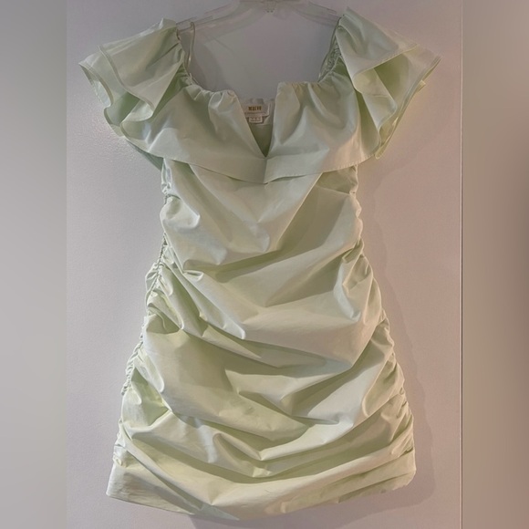 Anthropologie Maeve Ruched Off The Shoulder Dress Size 12 - Picture 4 of 11